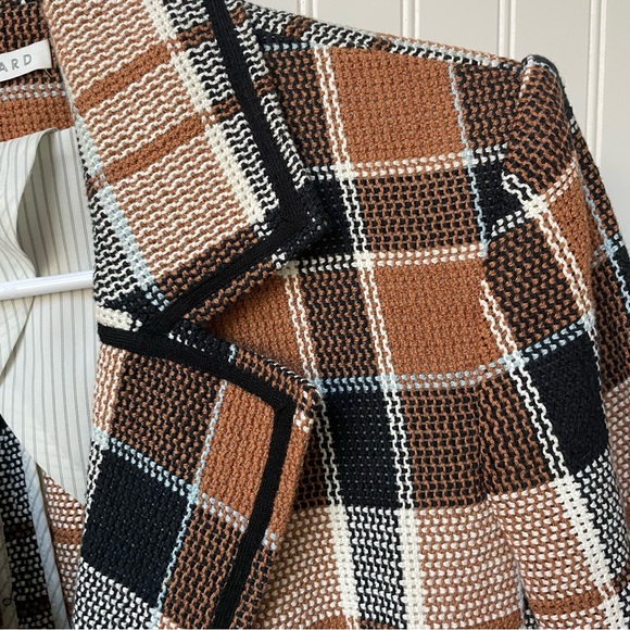 Veronica Beard Utah Jacket Size 8 Brown Tan White Plaid - Picture 3 of 10